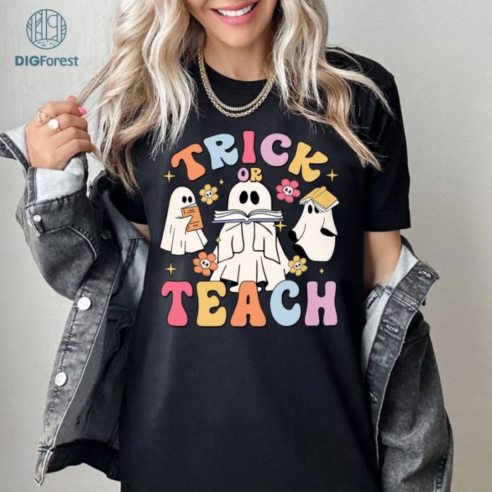 Teacher Halloween Shirt, Halloween Teacher Sweatshirt, Fall Shirts for Teachers, Vintage Halloween Teacher Tees, Trick or Teach Shirt