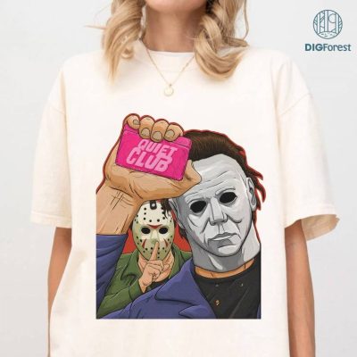 Michael Myers Jason Voorhees Quiet Club Halloween Shirt, Halloween Scary Movie Shirt, Michael Myers Jason Voorhees Halloween Shirt
