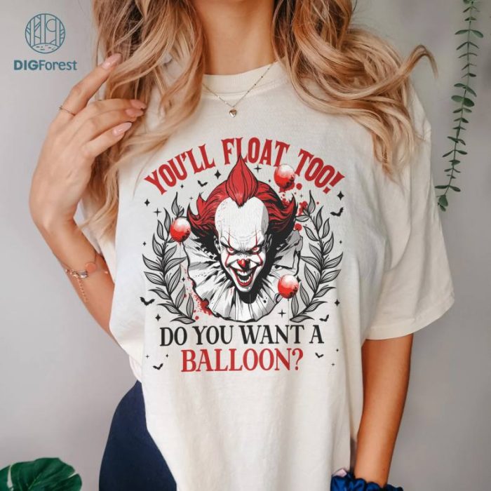 Pennywise Vintage Shirt, You'll Float Too! Do You Want a Balloon? Halloween Horror Characters, Friends Halloween Shirt, Horror Movie Shirt