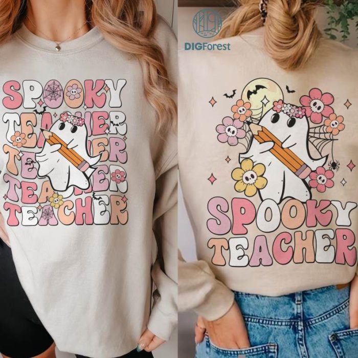 Spooky Teacher Halloween Sweatshirt, Back to School Shirt, Halloween Tee, Halloween Gift, Cute Teacher Tee, Brain Shirt, Teacher Shirt, Spooky Ghost T-Shirt