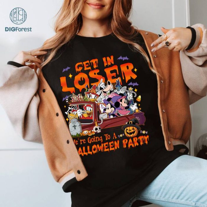 Vintage Disney Get In Loser We're Going To A Halloween Party Shirt, Mickey's Not So Scary Halloween Party 2024, Mickey and Friends Halloween, Disney Halloween Shirt