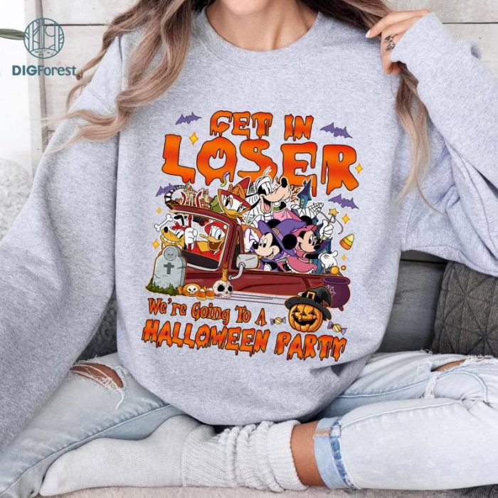 Vintage Disney Get In Loser We're Going To A Halloween Party Shirt, Mickey's Not So Scary Halloween Party 2024, Mickey and Friends Halloween, Disney Halloween Shirt