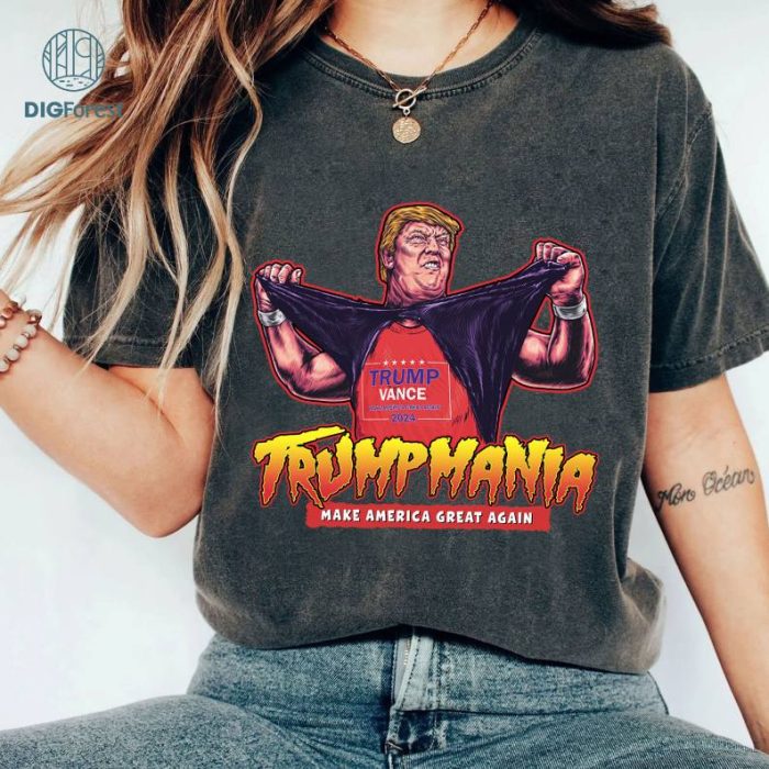 Trumpamania Tshirt, Trump 2024 T-shirt, MAGA, Donald Trump Shirt, Trump Hulk Hogan, Fight, Fist, Hulk Hogan, Biden Sucks Political Tee
