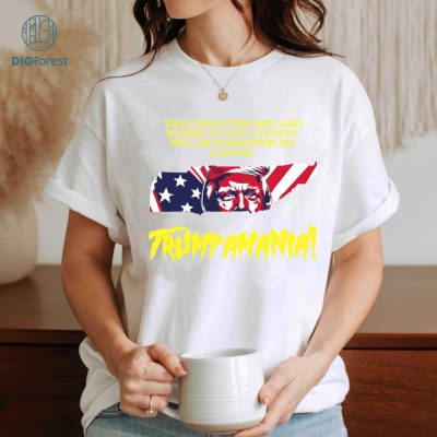 Trumpamania Tshirt, Trump 2024 T-shirt, MAGA, Donald Trump, Trump Hulk Hogan, Fight, Fist, Hulk Hogan, Biden Sucks Political Tee