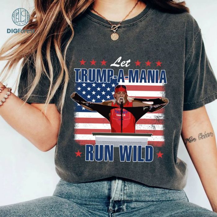 Trump Mania Tshirt, Trump 2024 T-shirt, MAGA, Donald Trump, Trump Hulk Hogan, Fight, Fist, Hulk Hogan, Biden Sucks Political Tee