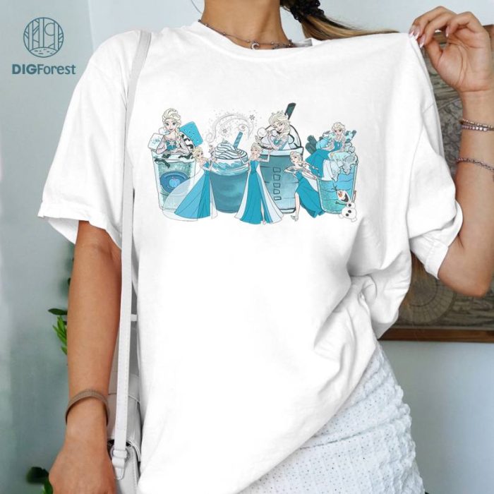 Disney Princess Latte Coffee Shirt, Princess Elsa Coffee Shirt, Frozen Shirt, WDW Disneyland Family Vacation Holiday Gift, Disneyland Trip Outfits, Gift For Her