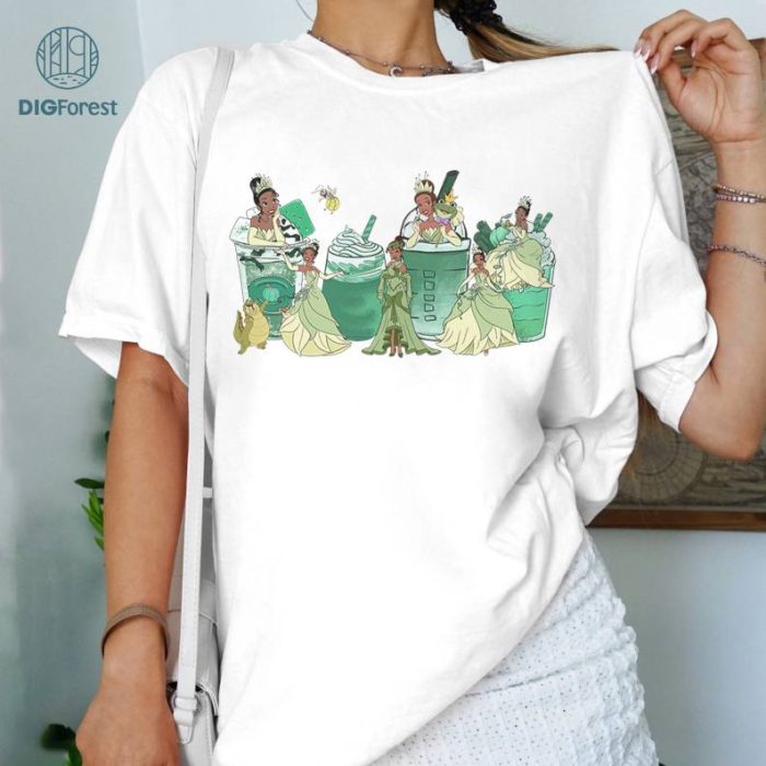 Disney Princess Latte Coffee Shirt, Princess Tiana Coffee Shirt, The Princess and the Frog Shirt, WDW Disneyland Family Vacation Holiday Gift, Disneyland Trip Outfits, Gift For Her