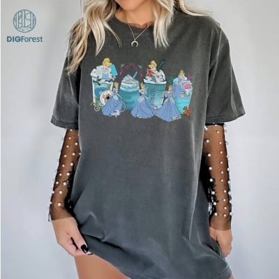 Disney Princess Latte Coffee Shirt, Princess Cinderella Coffee Shirt, Cinderella Shirt, WDW Disneyland Family Vacation Holiday Gift, Disneyland Trip Outfits, Gift For Her