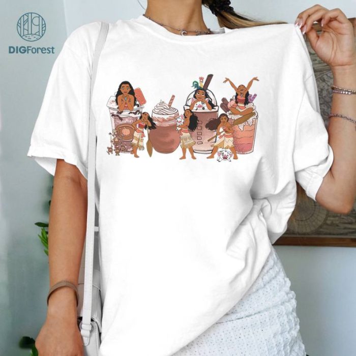 Disney Princess Latte Coffee Shirt, Princess Moana Coffee Shirt, Moana Shirt, WDW Disneyland Family Vacation Holiday Gift, Disneyland Trip Outfits, Gift For Her