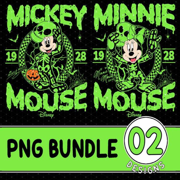 Disney Mickey Minie Halloween Bundle, Mickey And Minnie Skeleton Couple Shirt, Halloween Couple Shirts, Disney Family Trip Shirt, Disney Halloween Vacation Shirt