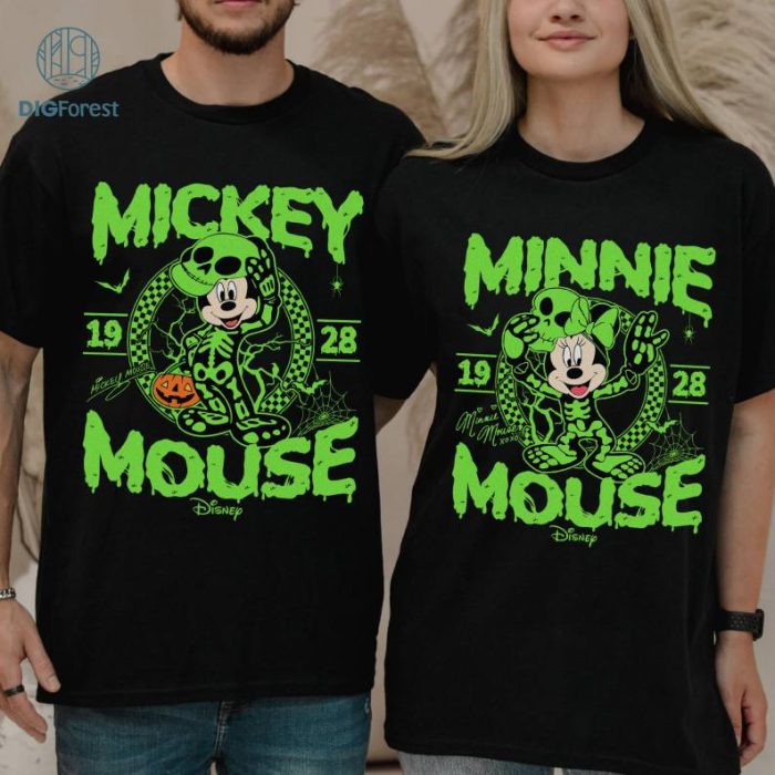 Disney Mickey Minie Halloween Bundle, Mickey And Minnie Skeleton Couple Shirt, Halloween Couple Shirts, Disney Family Trip Shirt, Disney Halloween Vacation Shirt
