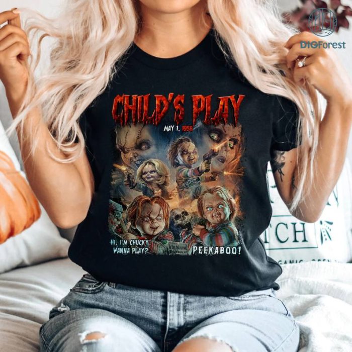 Vintage Chucky Halloween Shirt, Chucky Shirt Horror Scary Movie American Halloween Shirt, Chucky Horror Vibes Comfort Color Shirt, Funny Halloween Shirt, Spooky Season Shirt