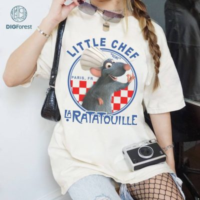 Disney Pixar Ratatouille Paris, France Vintage Restaurant T-Shirt, Little Chef Mouse Graphic Tees, Mouse Chef Shirt, Disneyworld Vintage Shirts