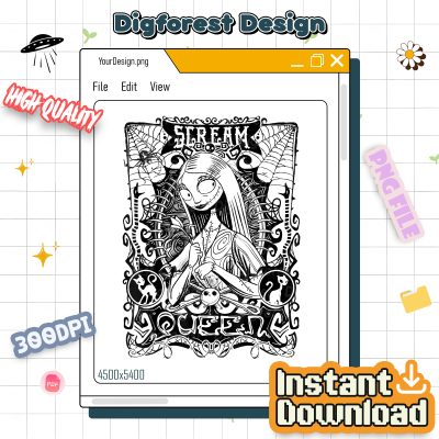 Disney The Nightmare Before Christmas PNG – Sally Scream Queen, Jack & Sally, Oogie Boogie Halloween Design