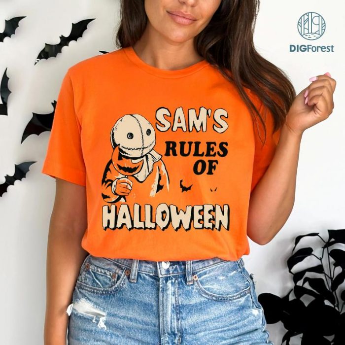 Sam's Rules Of Halloween T Shirt Trick Or Treat, Scary Spooky Horror Halloween T-Shirt, Horror Movie Shirt, Sammy Shirt, Horror Movie Shirt, Sam Pumpkin Shirt