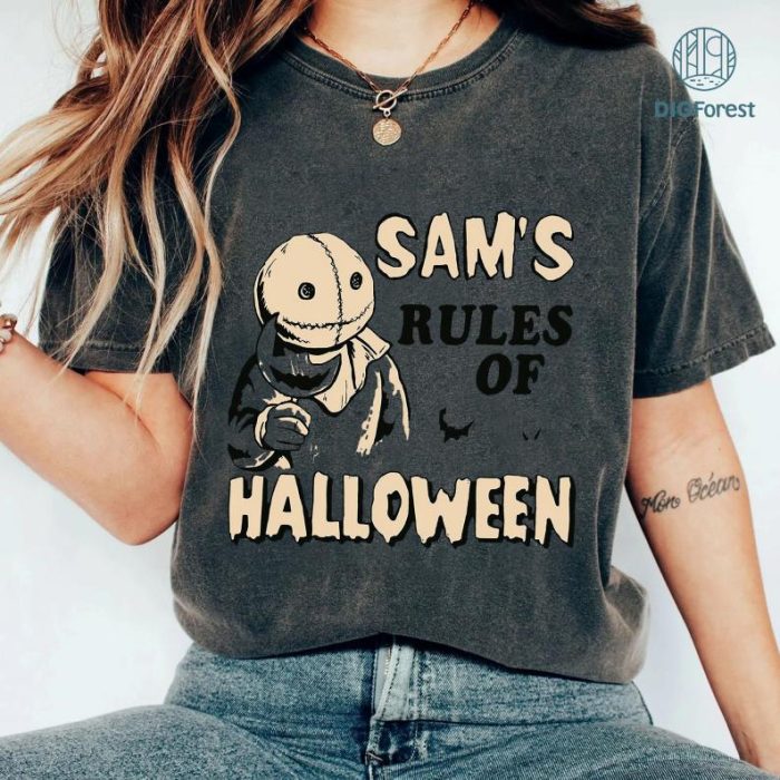 Sam's Rules Of Halloween T Shirt Trick Or Treat, Scary Spooky Horror Halloween T-Shirt, Horror Movie Shirt, Sammy Shirt, Horror Movie Shirt, Sam Pumpkin Shirt