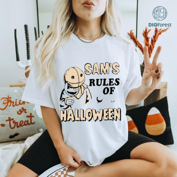 Sam's Rules Of Halloween T Shirt Trick Or Treat, Scary Spooky Horror Halloween T-Shirt, Horror Movie Shirt, Sammy Shirt, Horror Movie Shirt, Sam Pumpkin Shirt