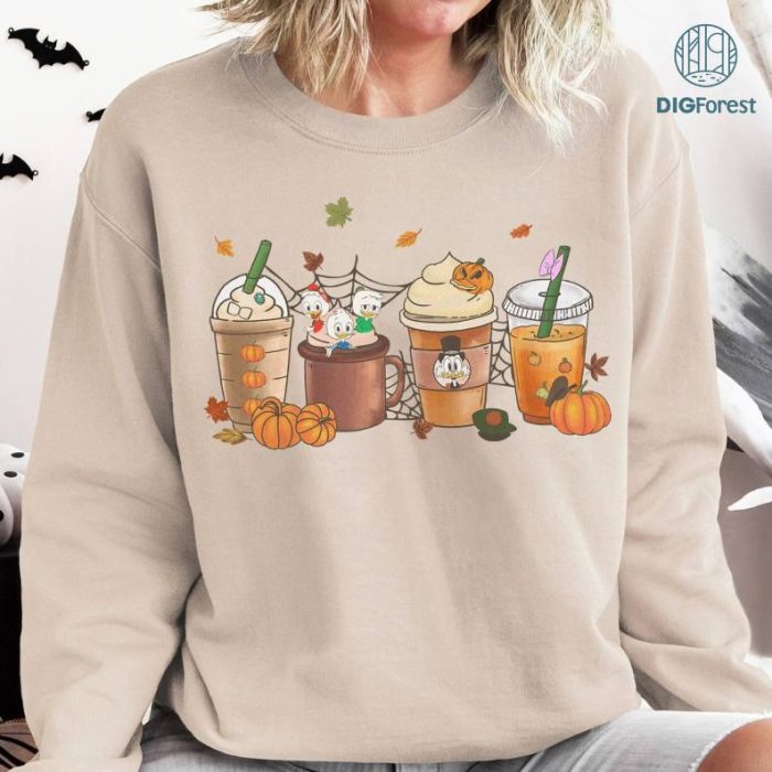 Disney Halloween Ducktale Coffee Sweatshirt, Fall Coffee Pumpkin Shirt, Comfort Colors Halloween Shirt, Fall Shirt, Retro Halloween Shirt, Pumpkin Shirt