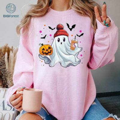Halloween Ghost Dunkin Shirt, Halloween Ghost Shirt, Halloween Party Png Shirt, Spooky Season Shirt, Ghost Coffee Shirt