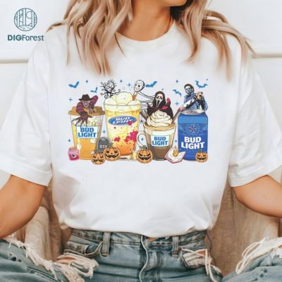 Horror Character Halloween Bud Light Shirt, Halloween Friends Shirt, Horror Movie Shirt, Horror Characters Shirt, Halloween Movie Killers Shirt, Beer Shirt