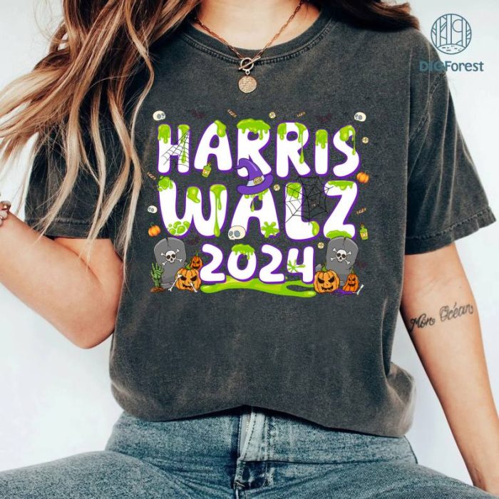 Harris Walz Halloween Shirt Download, Harris Walz Png, Kamala Harris Png, President 2024 Png, Election Png, Tim Walz Png, Halloween Png