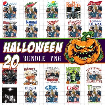 20+ Horror Character Hallowen Bundle Png, Horror Beer Png, Dr Pepper Hallowen Coke Png, Spooky Season Png