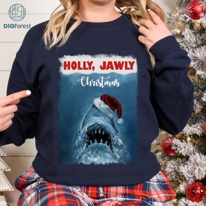 Jawly Christmas Shark Sweatshirt | Jaws Ugly Christmas & Halloween Horror Shirt | Fun Christmas Gift