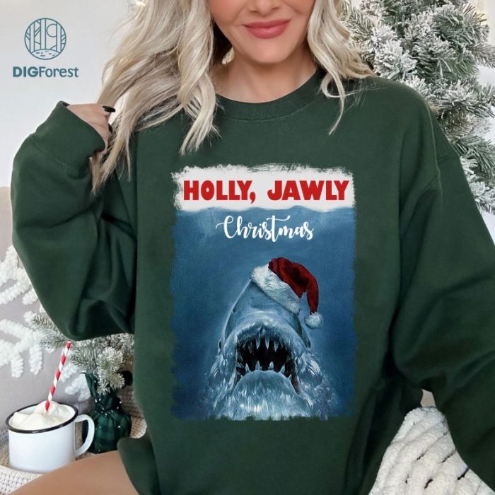 Jawly Christmas Shark Sweatshirt | Jaws Ugly Christmas & Halloween Horror Shirt | Fun Christmas Gift