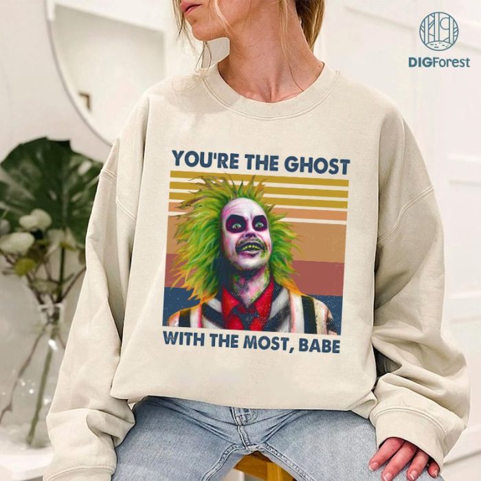 You're The Ghost With The Most Babe Beetlejuice T-Shirts, Vintage Inspired Spooky Tee, Halloween Matching Outfits, Retro 80's Horror Movie Halloween T-Shirt