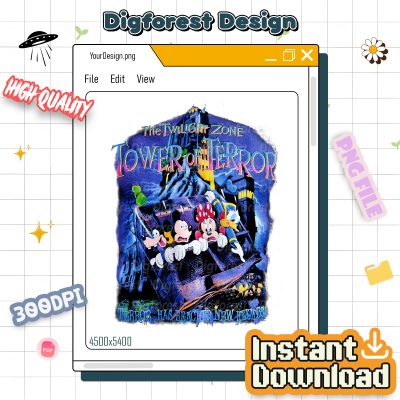 Vintage Mickey Tower of Terror PNG, Not-So-Scary Halloween 2025 PNG, Mickey & Friends Halloween PNG