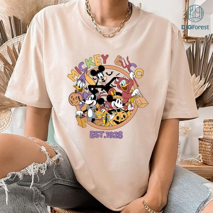 Vintage Disney Mickey & Co 1928 Halloween Shirt, Retro Mickey And Friends Halloween Shirt, Disney Halloween Trip Tee, Disney Family Matching Shirts