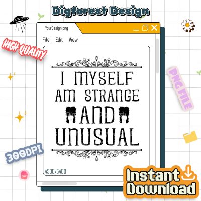Myself Am Strange and Unusual T-Shirt – Lydia Deetz Beetlejuice Tee, Winona Ryder Gothic Horror Gift Shirt