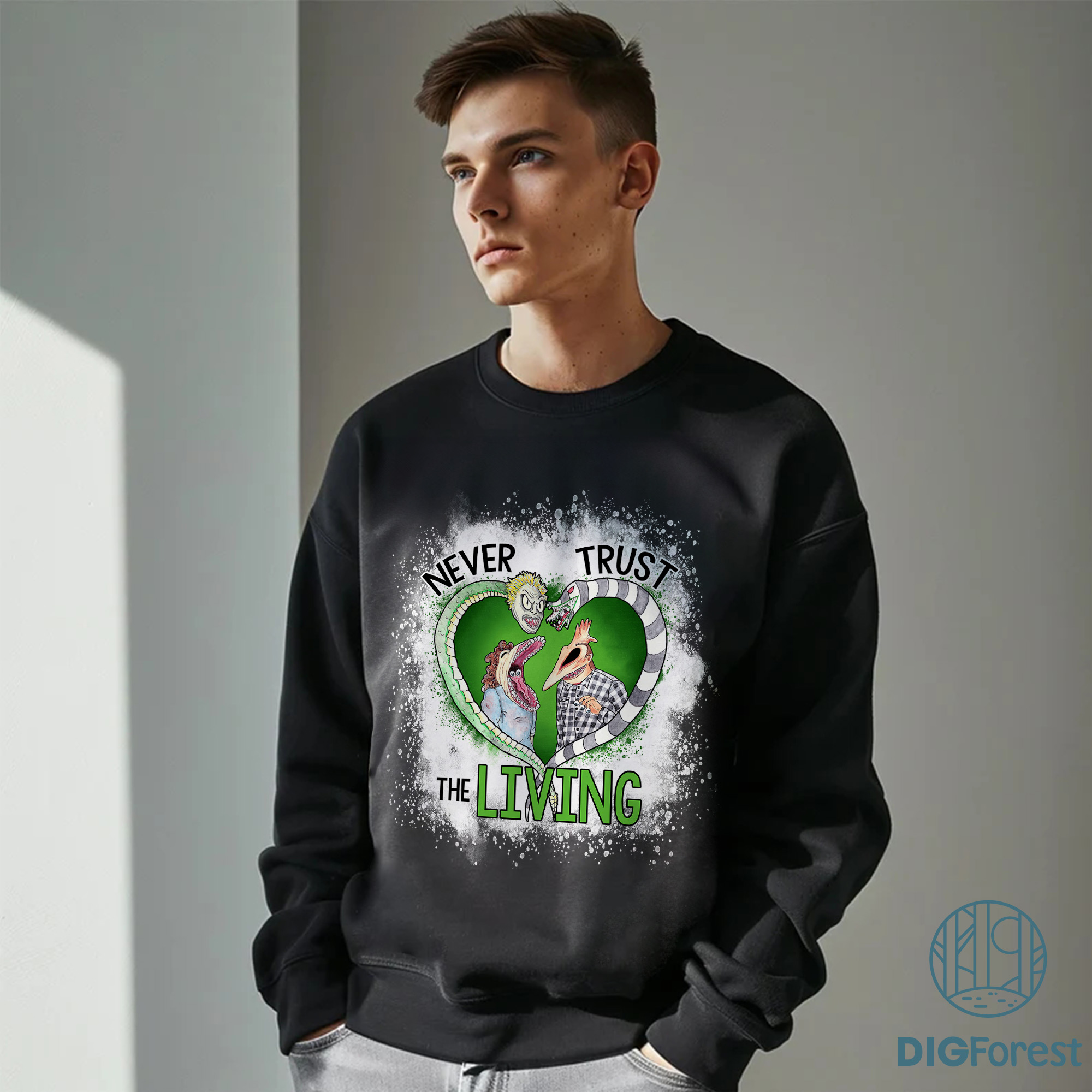 Never Trust The Living Bleached T-Shirt – Beetlejuice Inspired Vintage Halloween Movie Shirt, Horror Gift for Fans Never Trust The Living Bleached T-Shirt – Beetlejuice Inspired Vintage Halloween Movie Shirt, Horror Gift for Fans