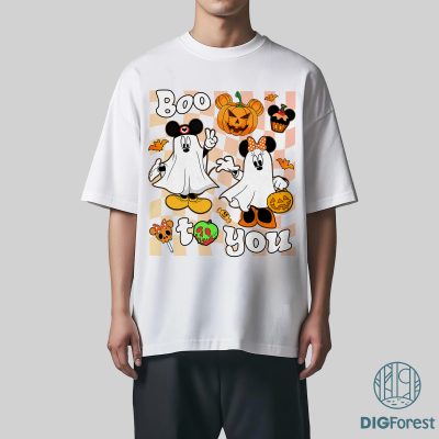 Mickey Boo To You PNG, Ghost Spooky Season PNG, Trick or Treat Halloween Sublimation Design