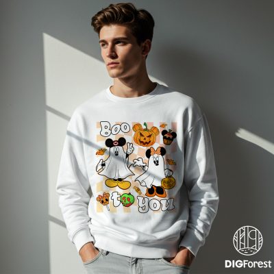 Mickey Boo To You PNG, Ghost Spooky Season PNG, Trick or Treat Halloween Sublimation Design