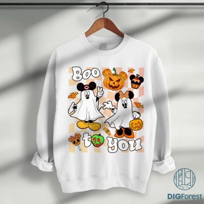 Mickey Boo To You PNG, Ghost Spooky Season PNG, Trick or Treat Halloween Sublimation Design