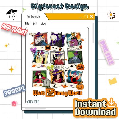 Disney Villains Halloween PNG, Ursula Maleficent Evil Queen Sublimation, Not-So-Scary Halloween Design