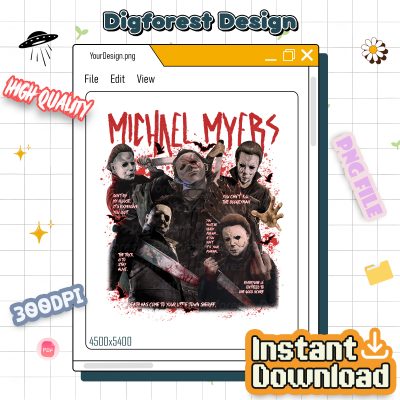 Michael Myers Halloween PNG, Horror Movie Sublimation, Halloween Shirt Design Digital Download