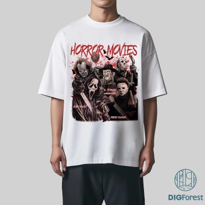Horror Movies Halloween PNG, Michael Myers Scream Jason PNG, Halloween Shirt Sublimation Design
