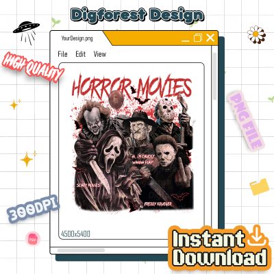 Horror Movies Halloween PNG, Michael Myers Scream Jason PNG, Halloween Shirt Sublimation Design