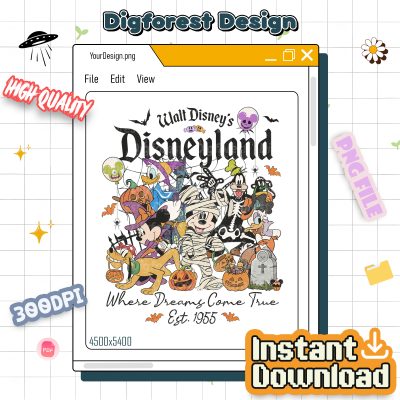 Disney Est. 1955 Halloween PNG | Where Dreams Come True | Disneyland California Halloween | Mickey’s Not So Scary