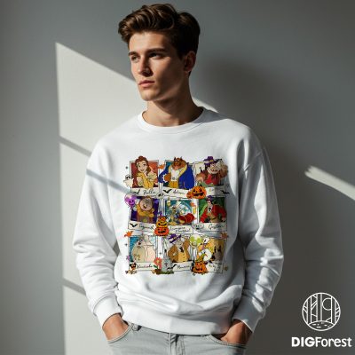 Vintage Beauty and The Beast Halloween PNG, Disney Belle Princess PNG, Disneyland Disneyworld Halloween PNG