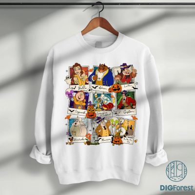 Vintage Beauty and The Beast Halloween PNG, Disney Belle Princess PNG, Disneyland Disneyworld Halloween PNG