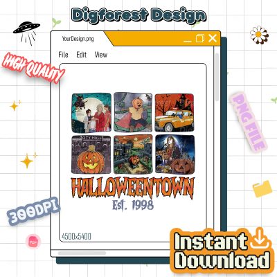 Vintage Halloweentown EST 1998 PNG, Pumpkin Halloween Town Shirt, Halloween Party Sweatshirt Design