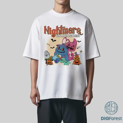 Stitch & Angel Nightmare on Main Street PNG, Spooky Vibes Trick or Treat, Fall Halloween Masquerade Design Stitch & Angel Nightmare on Main Street PNG, Spooky Vibes Trick or Treat, Fall Halloween Masquerade Design