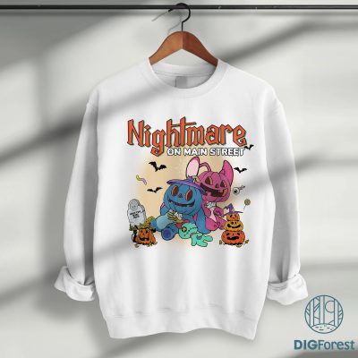 Stitch & Angel Nightmare on Main Street PNG, Spooky Vibes Trick or Treat, Fall Halloween Masquerade Design Stitch & Angel Nightmare on Main Street PNG, Spooky Vibes Trick or Treat, Fall Halloween Masquerade Design