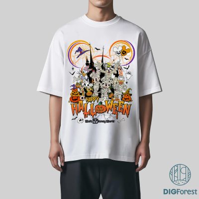Mickey & Friends Happy Halloween PNG, Skeleton Shirt Design, Spooky Season Sublimation, Not-So-Scary Design