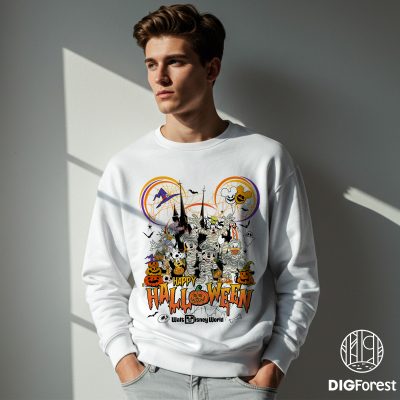 Mickey & Friends Happy Halloween PNG, Skeleton Shirt Design, Spooky Season Sublimation, Not-So-Scary Design