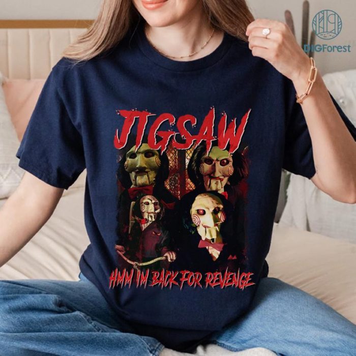 JIGSAW "Hmm Im Back For Revenge" Shirt, Jigsaw Tshirt Jigsaw Fan, John Kramer Tee, Horror Halloween Shirt, Gift For Women Man, Jigsaw Fan, John Kramer Tee