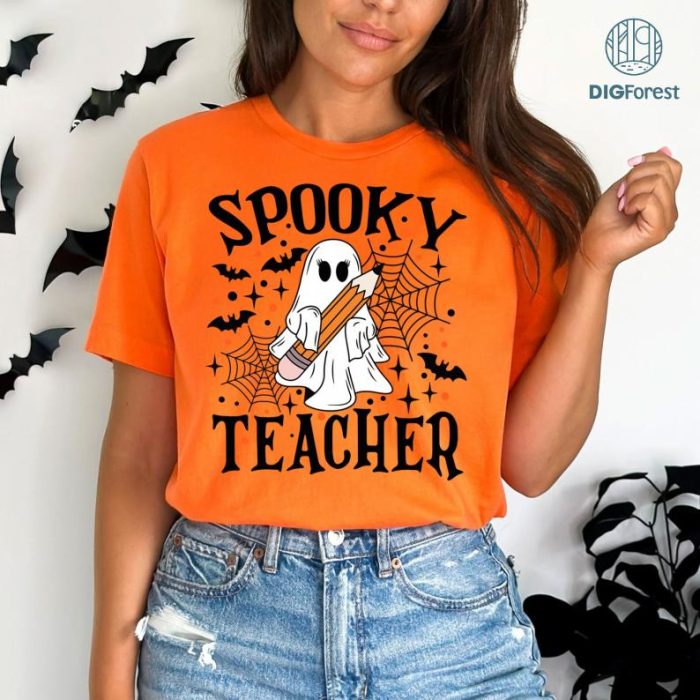 Spooky Teacher Halloween Cute Ghost Spooky Vibes Shirt, Halloween Shirt, Cute Ghost Png, Spooky Vibes Png, Retro Halloween Shirt, Fall Shirt, Halloween Shirt Sublimation Designs